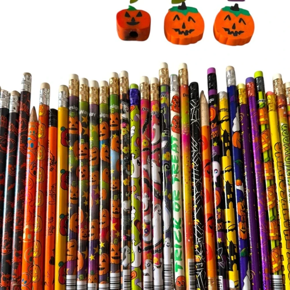 Halloween Pencils Erasers Lot Spooky Season Vintage‎ y2k School Supplies B20Q